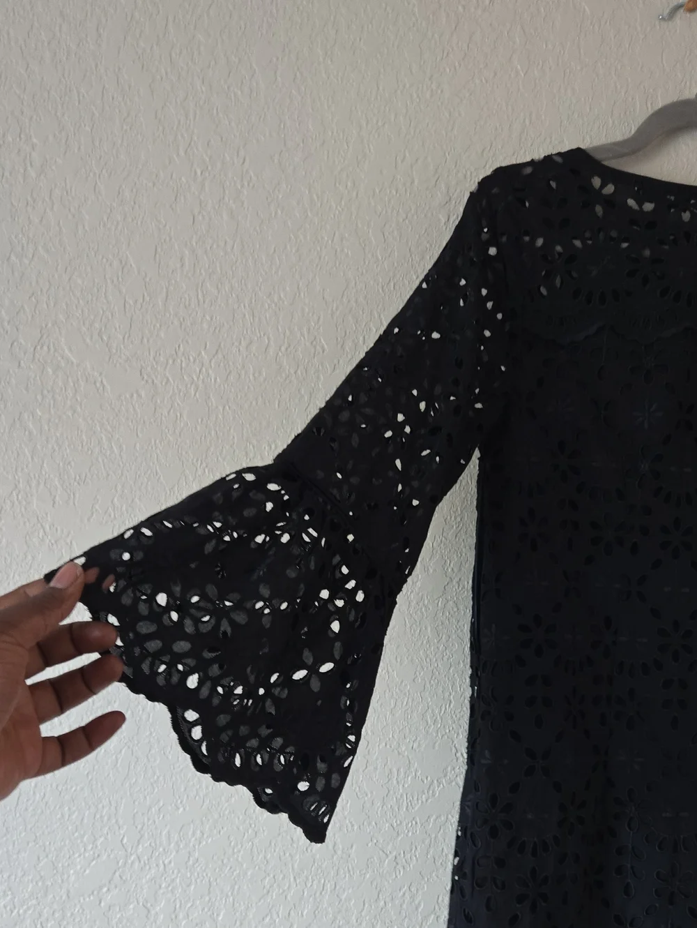 J. Crew Black Eyelet Lace Mini Dress Size 6